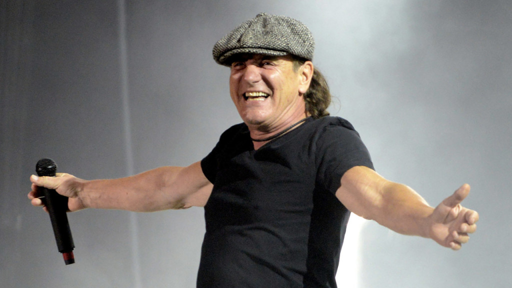 INDIO, CA - APRIL 17:  Brian Johnson (L) and Angus Young of AC/DC perform during the 2015 Coachella Valley Music And Arts Festival at The Empire Polo Club on April 17, 2015 in Indio, California.  (Photo by Tim Mosenfelder/WireImage)